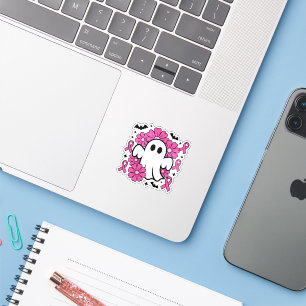 Breast Cancer Awareness Ghost with Pink Flowers