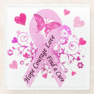 Breast Cancer Awareness Glass Coaster