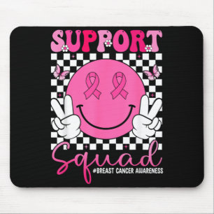 Breast Cancer Awareness Groovy Pink Smile Face Mouse Pad