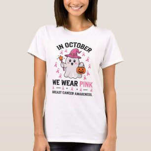 Breast Cancer Awareness Halloween Ghost Design T-Shirt