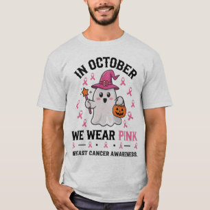 Breast Cancer Awareness Halloween Ghost Design T-Shirt