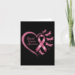 Breast Cancer Awareness Heart Dragonflies Support Card