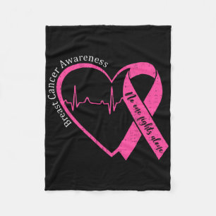 Breast Cancer Awareness Heart Pink Ribbon Support Fleece Blanket