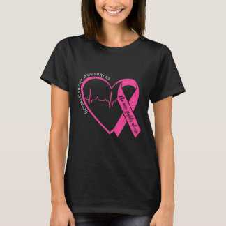 Breast Cancer Awareness Heart Pink Ribbon Support  T-Shirt
