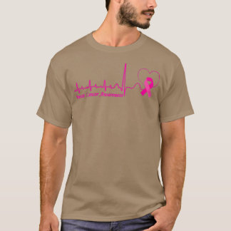 Breast Cancer Awareness Heartbeat Pink Ribbon Gift T-Shirt
