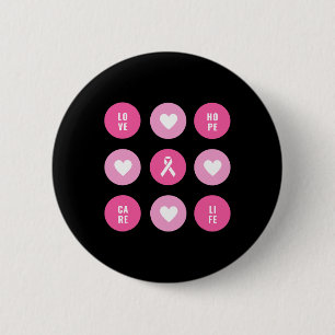 Breast Cancer Awareness Hearts Hope 6 Cm Round Badge