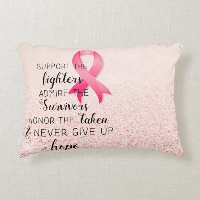 Breast Cancer Awareness Hope Inspirational Quote Decorative Cushion (Front)