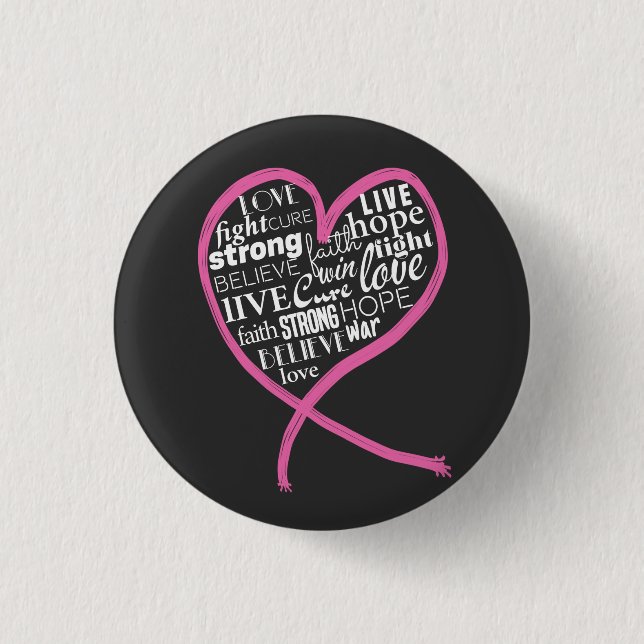 Breast cancer, awareness, hope,pink ribbon  T-Shir 3 Cm Round Badge (Front)