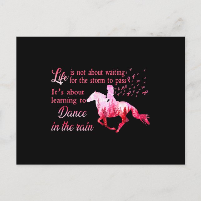 Breast Cancer Awareness Horse Ribbon Pink Gifts Wo Postcard (Front)