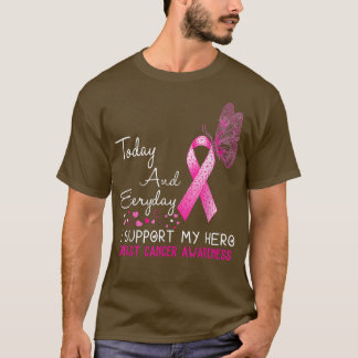 Breast Cancer Awareness I Support My Hero Butterfl T-Shirt