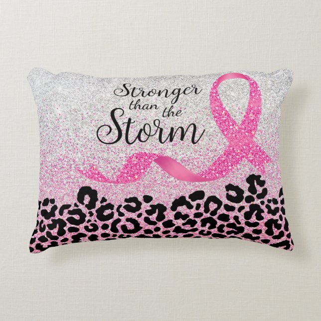 Breast Cancer Awareness Leopard Print  Decorative Cushion (Front)