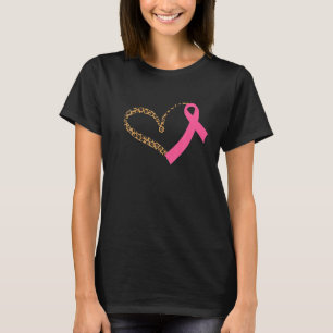 Breast Cancer Awareness Leopard Print Heart Pink T-Shirt
