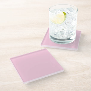 Breast cancer awareness light pink solid colour glass coaster