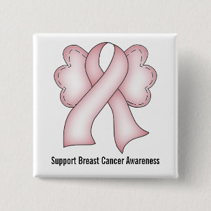 Breast Cancer Awareness (light pink with wings) 15 Cm Square Badge