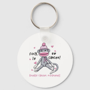 Breast Cancer Awareness Monkey Sock It To Cancer Key Ring
