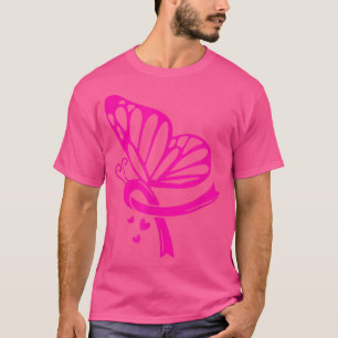 Breast Cancer Awareness Month Butterfly Pink Ribbo T-Shirt