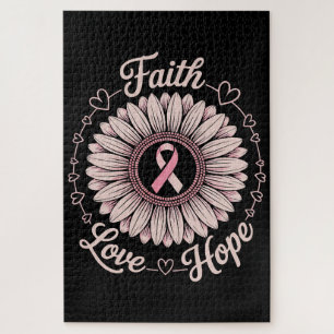 Breast Cancer Awareness Month Faith Hope Cure Jigsaw Puzzle
