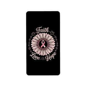 Breast Cancer Awareness Month Faith Hope Cure Label
