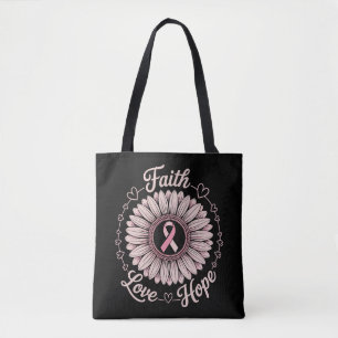 Breast Cancer Awareness Month Faith Hope Cure Tote Bag
