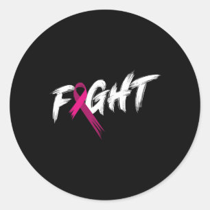 Breast Cancer Awareness Month Fight Vintage Pink O Classic Round Sticker