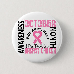 Breast Cancer Awareness Month Heart 1.2 6 Cm Round Badge