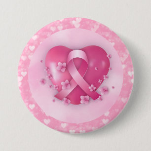 Breast Cancer Awareness Month Heart 7.5 Cm Round Badge