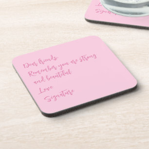 Breast Cancer Awareness month pink custom quote Coaster