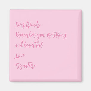 Breast Cancer Awareness month pink custom quote Magnet