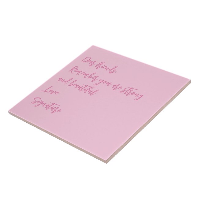 Breast Cancer Awareness month pink custom quote Tile (Side)