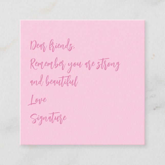 Breast cancer awareness month pink custom script enclosure card (Front)
