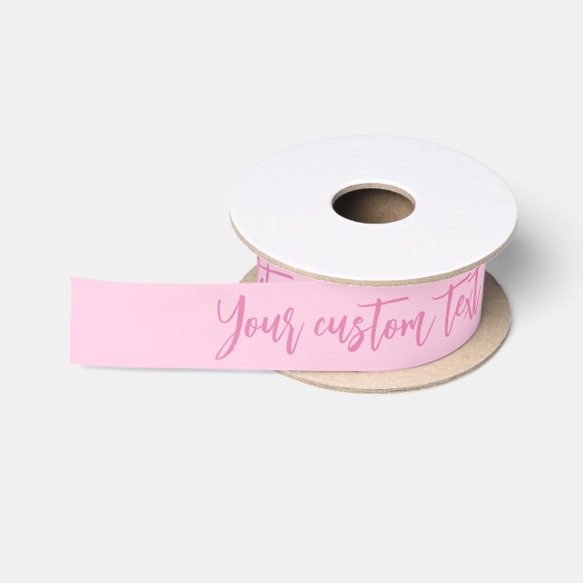 Breast cancer awareness month pink custom script satin ribbon (Spool)