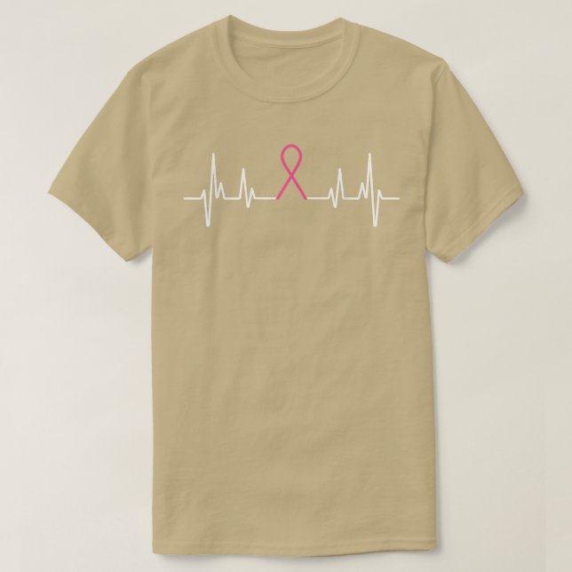 Breast Cancer Awareness Month Pink Ribbon Heartbea T-Shirt (Design Front)