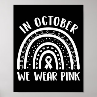 Breast Cancer Awareness Month Rainbow Kids Men And Poster