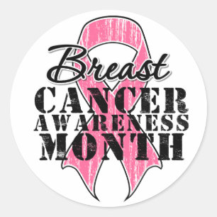 Breast Cancer Awareness Month Ribbon Classic Round Sticker