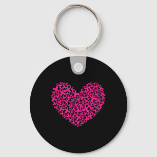 Breast Cancer Awareness Month Ribbon Heart Women M Key Ring