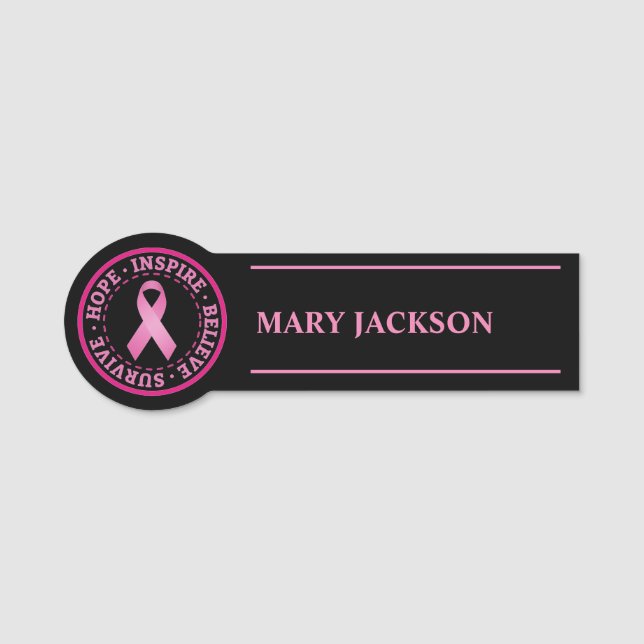 Breast cancer  awareness name tag (Front)