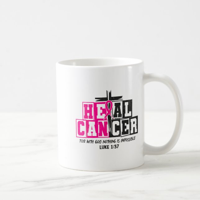Breast Cancer Awareness Nk Ribbon Heal Cancer Chri Coffee Mug (Right)
