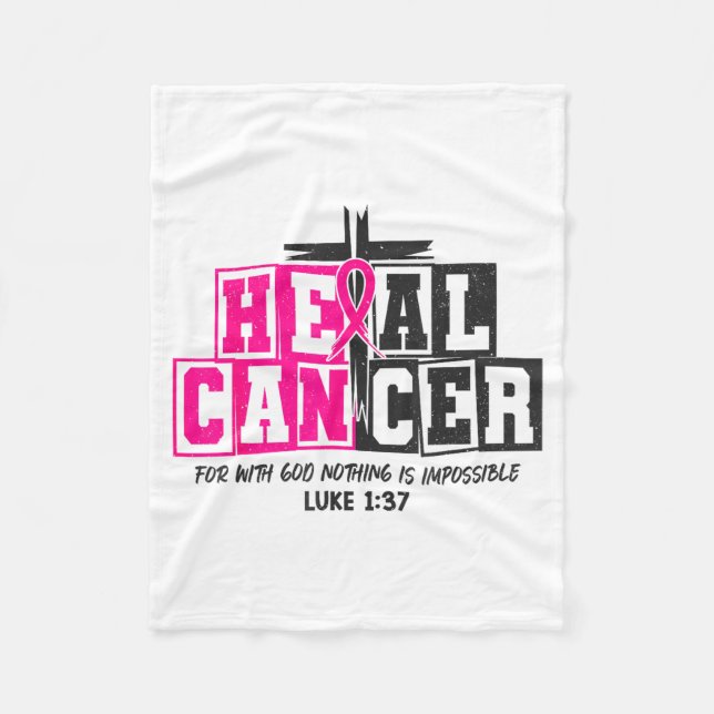Breast Cancer Awareness Nk Ribbon Heal Cancer Chri Fleece Blanket (Front)