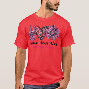 Breast Cancer Awareness Peace Love Cure Sunflower  T-Shirt