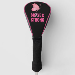 Breast cancer awareness pink black butterfly brave golf head cover