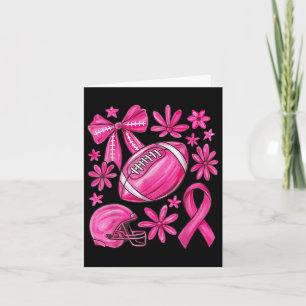 Breast Cancer Awareness Pink Bow Pink Ribbon Footb Card