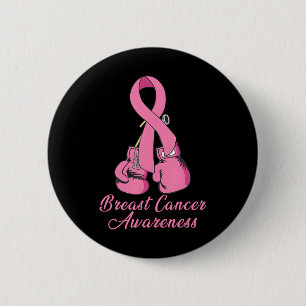 Breast Cancer Awareness Pink Boxing Gloves 6 Cm Round Badge