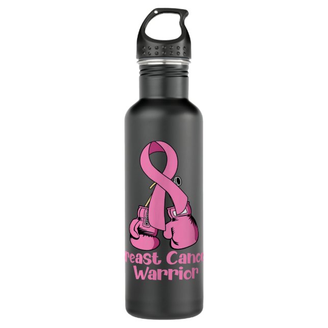 Breast Cancer Awareness Pink Boxing Gloves Warrior 710 Ml Water Bottle (Front)