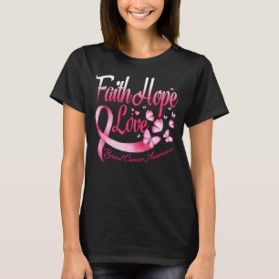 Breast Cancer Awareness Pink Butterflies Ribbon Fa T-Shirt