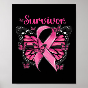 Breast Cancer Awareness Pink Butterflies Survivor  Poster