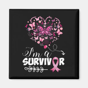 Breast Cancer Awareness Pink Butterfly Heart I'm A Magnet