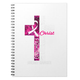 Breast Cancer Awareness Pink Cross Christian Notebook