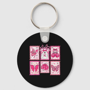 Breast Cancer Awareness Pink Ghost Bow Coquette Wo Key Ring