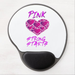 Breast Cancer Awareness: Pink Hearts, Strong Start Gel Mouse Pad