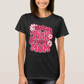 Breast Cancer Awareness Pink Mum Retro Daisy T-Shirt